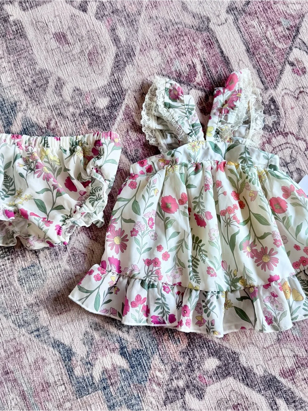 Baby Girl Clothing Lot 9M Floral Dresses Rompers Bloomers Shorts
